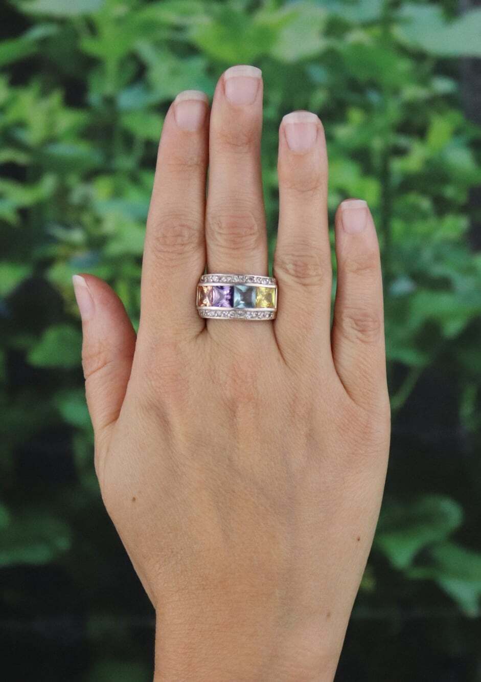 Sterling Silver Multi Color Cubic Zirconia CZ Band Ring Size 7 1/4 - Picture 3 of 7